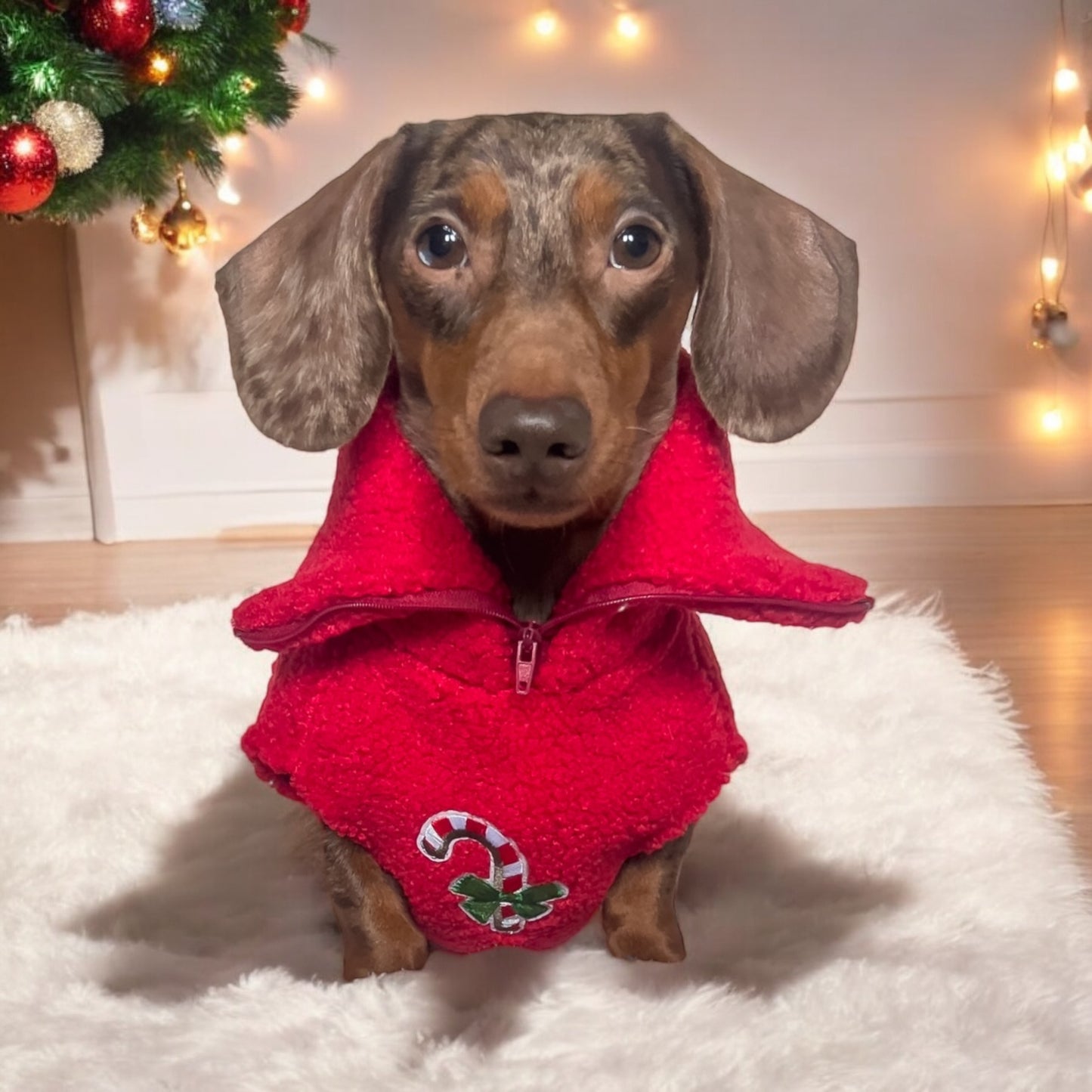 Classic Christmas Quarter Zip Fleece- Candy Apple Red