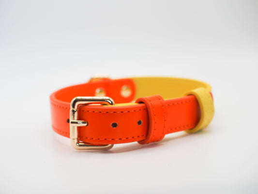 Vegan Leather Collar- Orange Sunrise
