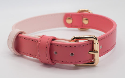 Vegan Leather Collar- Pink Lady