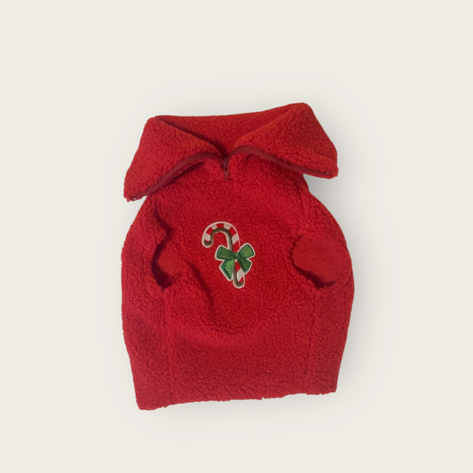 Classic Christmas Quarter Zip Fleece- Candy Apple Red