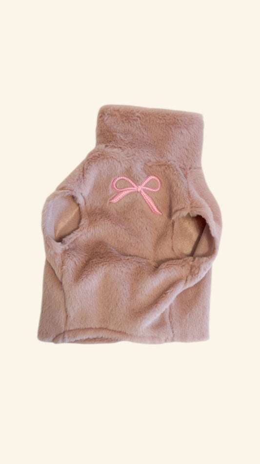 Blush Pink Faux Fur Full Zip Fleece