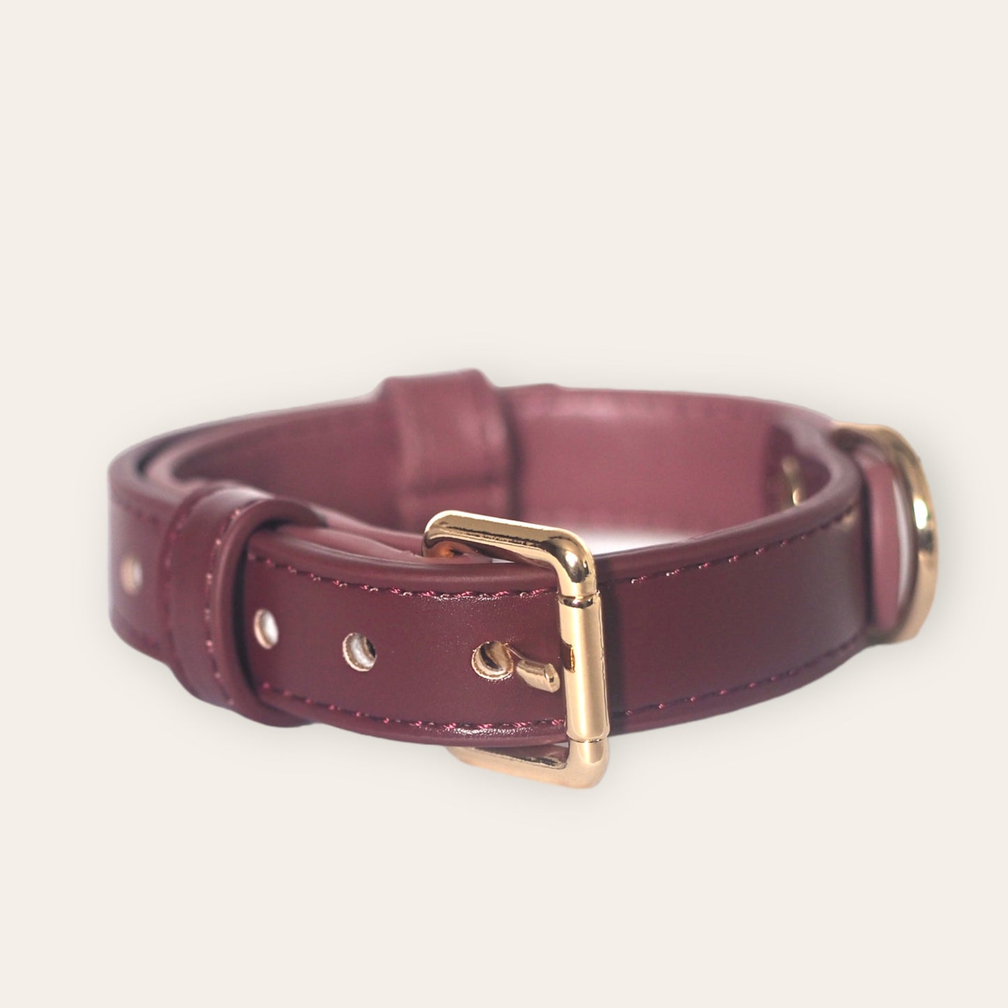 Vegan Leather Collar- Rosewood