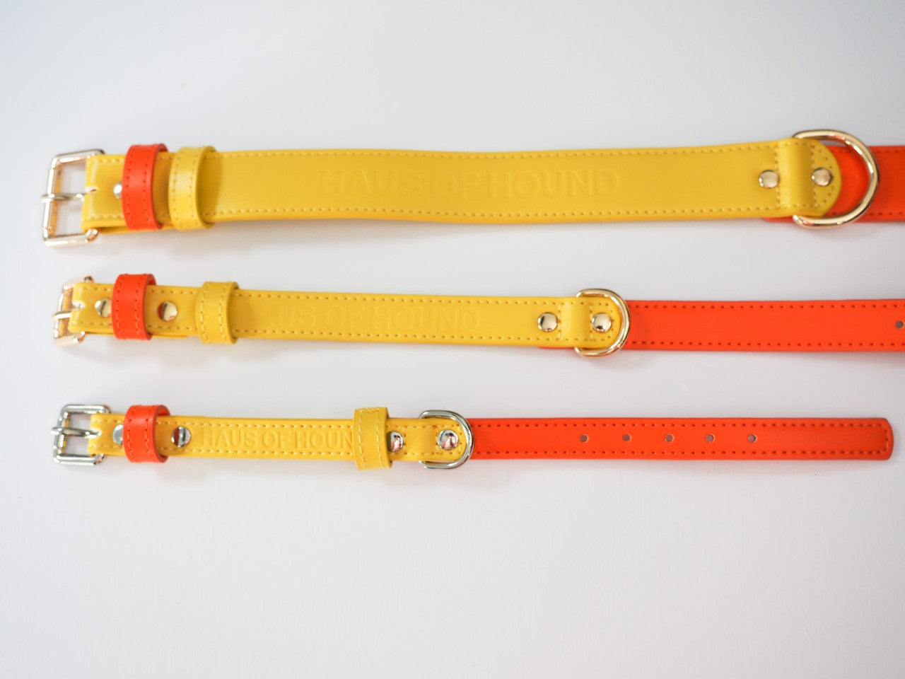 Vegan Leather Collar- Orange Sunrise