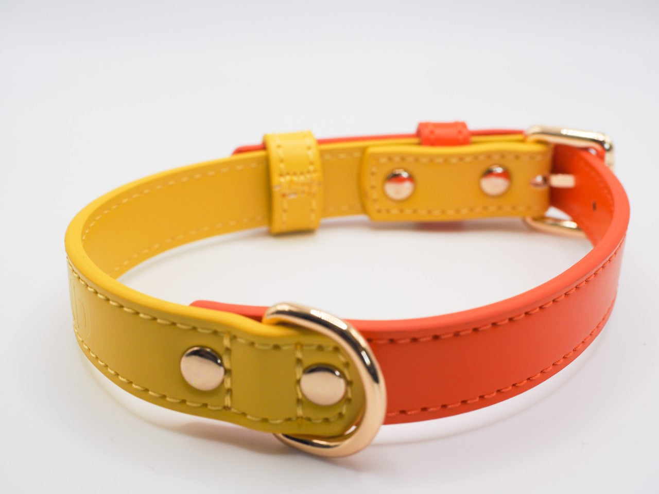 Vegan Leather Collar- Orange Sunrise