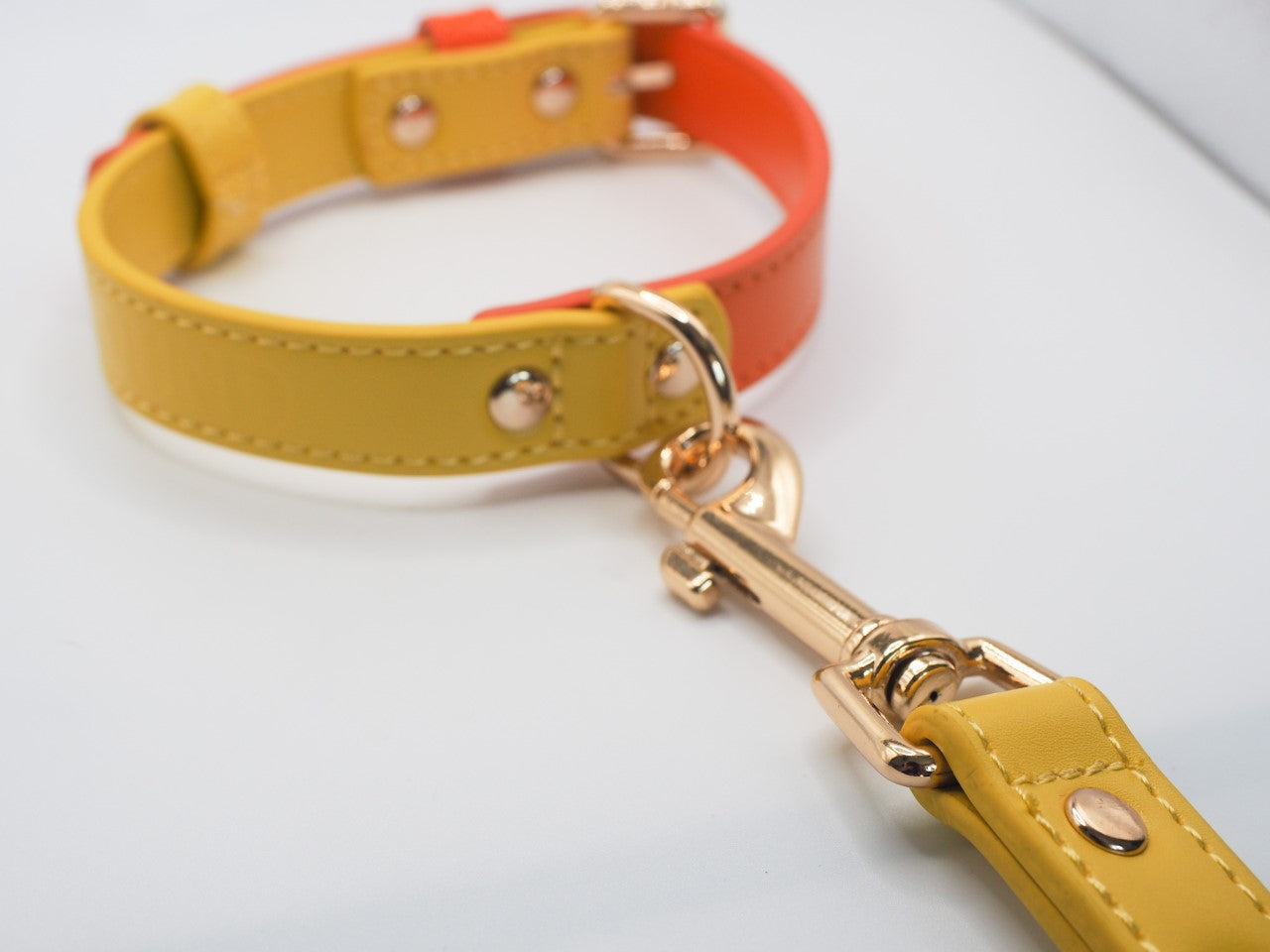 Vegan Leather Lead- Orange Sunrise