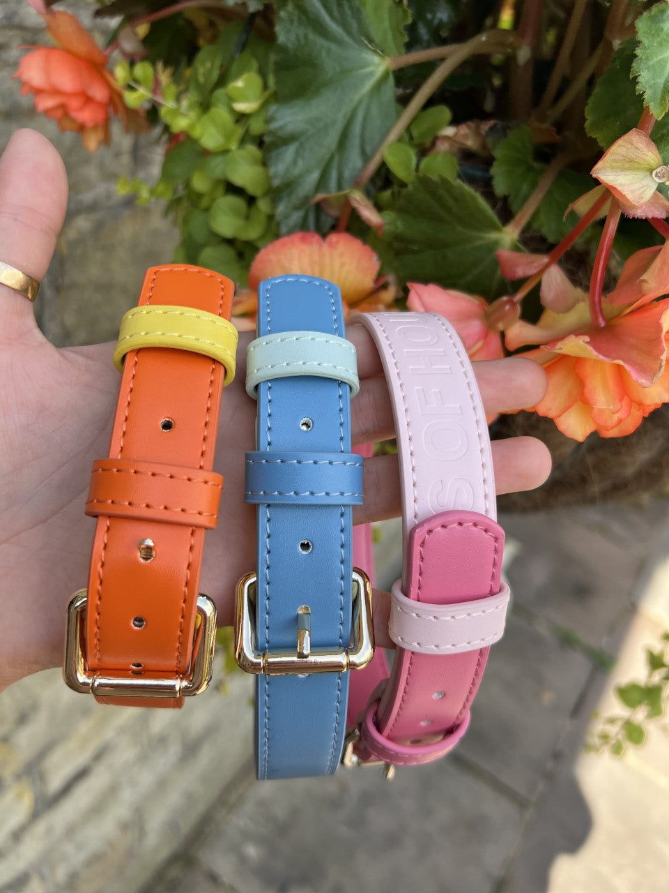 Vegan Leather Collar- Orange Sunrise