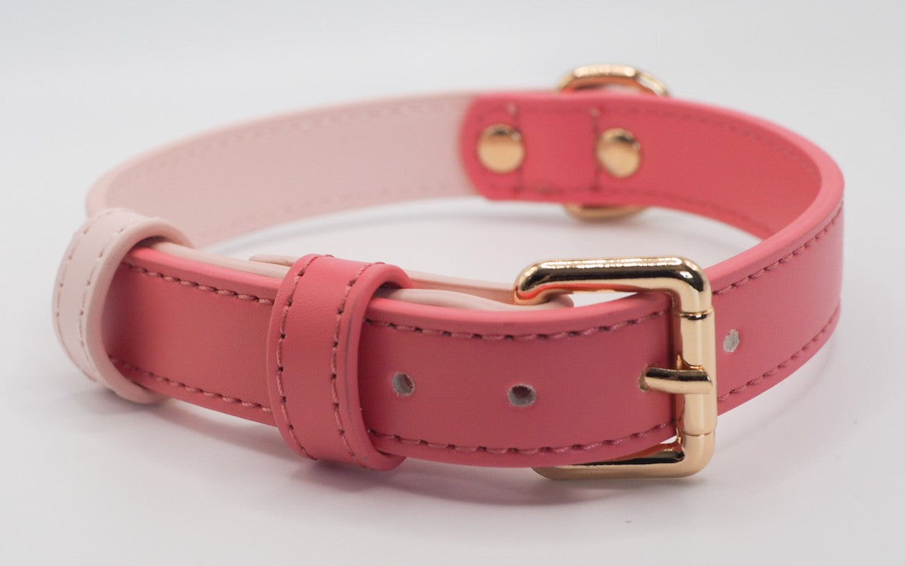 Vegan Leather Collar- Pink Lady