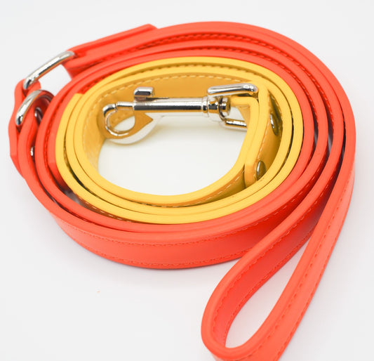 Vegan Leather Lead- Orange Sunrise